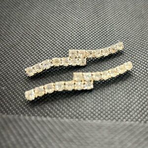 Pair of Antique Rhinestone or Crystal Silver Hair clip barrets